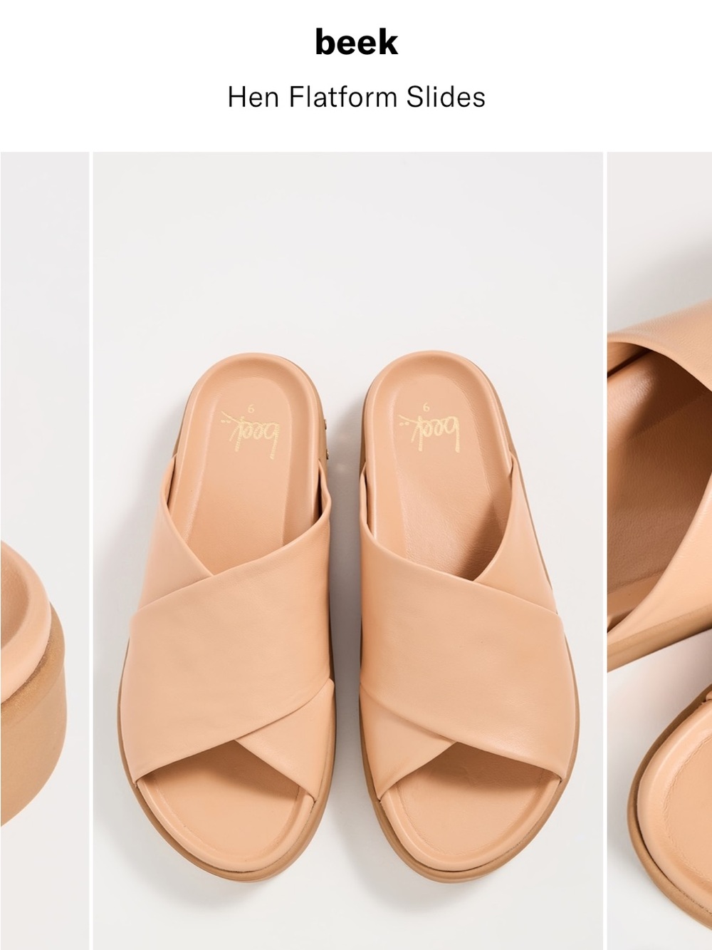 beek Nude Hen Flatform Slides